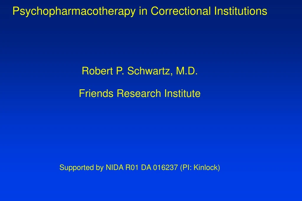 psychopharmacotherapy in correctional