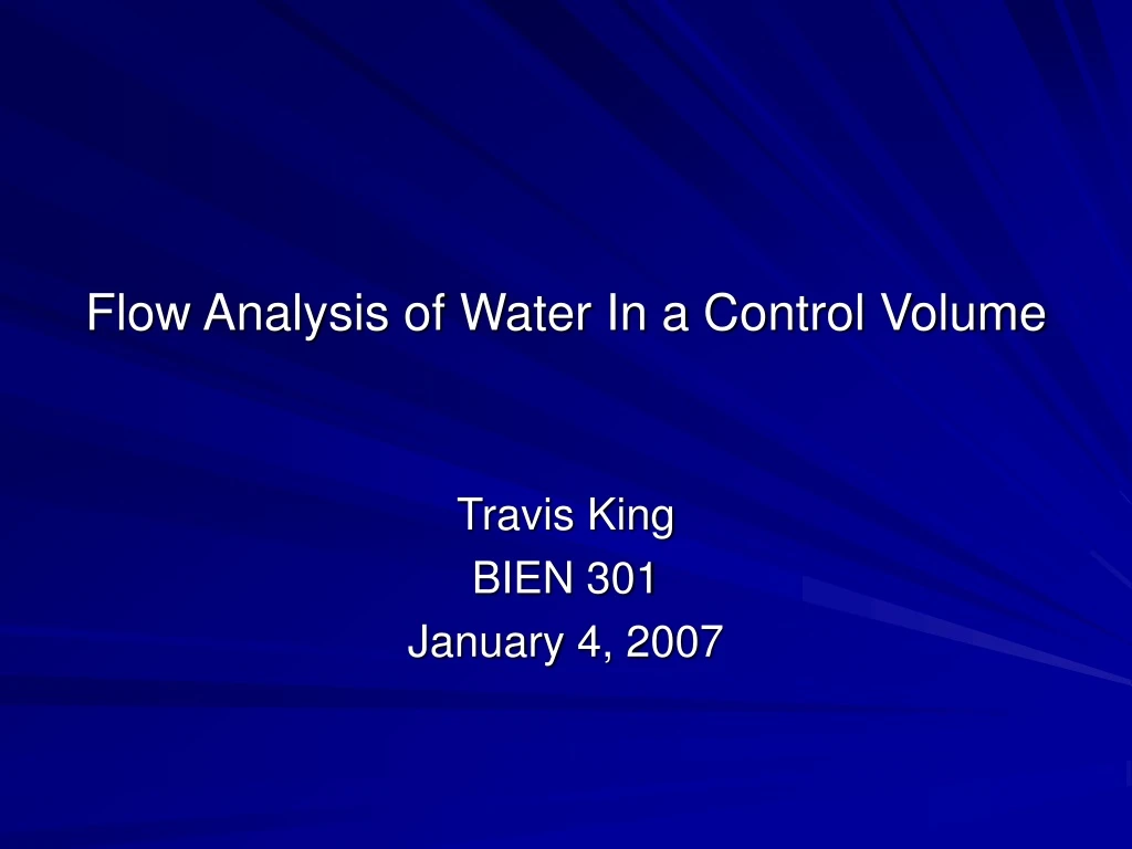 flow analysis of water in a control volume