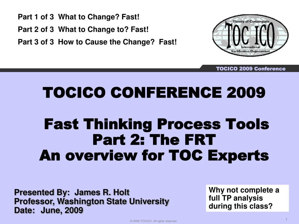 tocico conference 2009 fast thinking process tools part 2 the frt an overview for toc experts