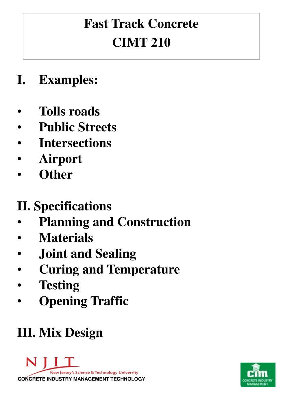 fast track concrete cimt 210