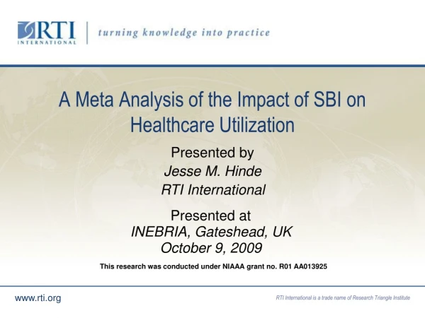 A Meta Analysis of the Impact of SBI on Healthcare Utilization