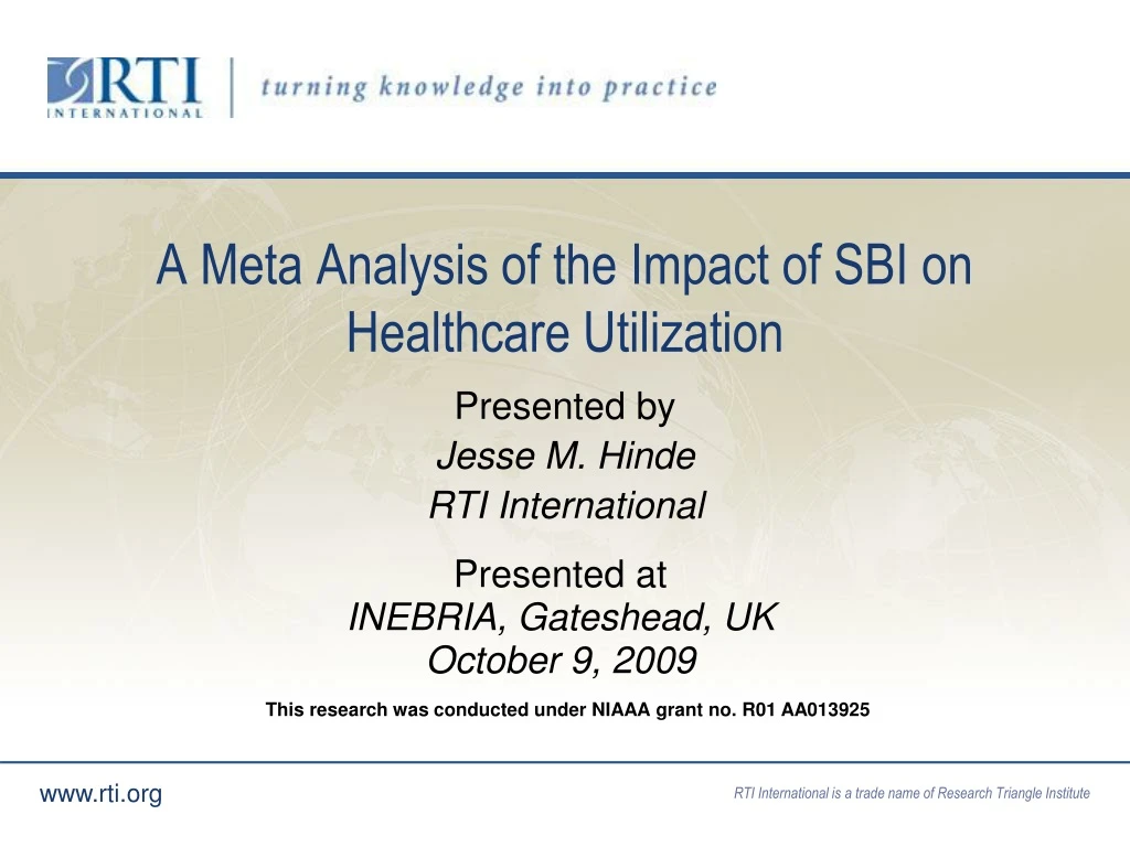 a meta analysis of the impact of sbi on healthcare utilization