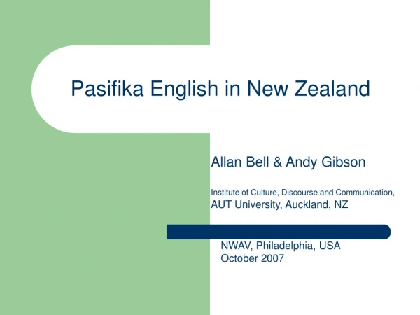 Pasifika English in New Zealand
