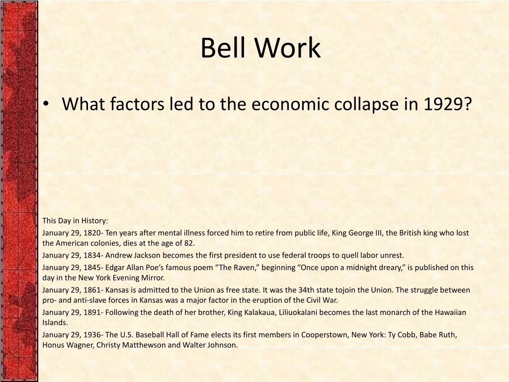 bell work