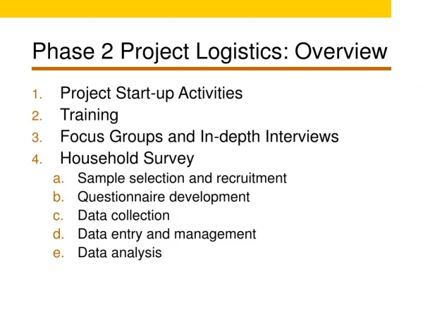 Phase 2 Project Logistics: Overview