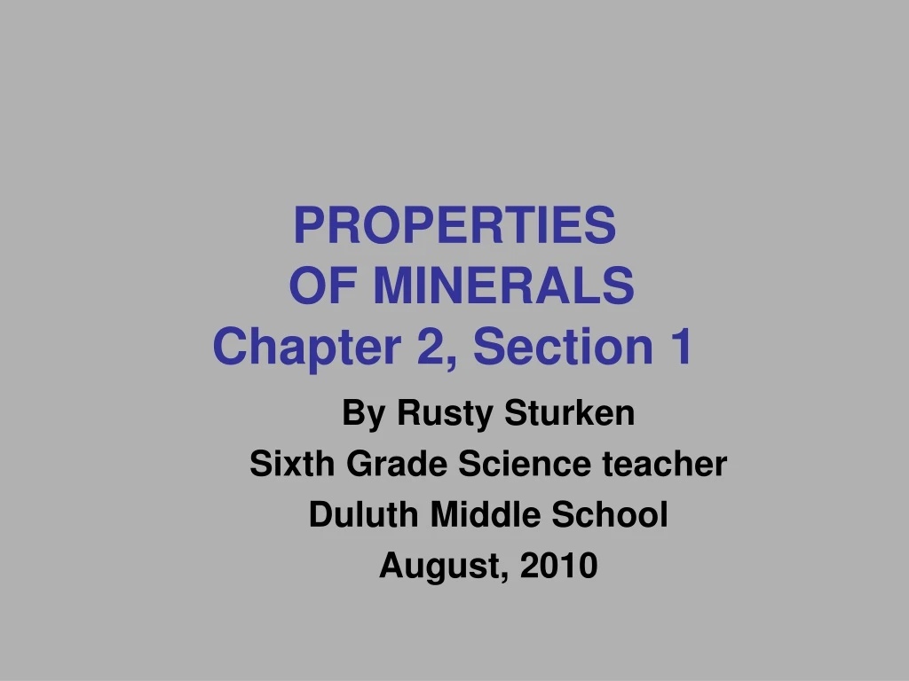 properties of minerals chapter 2 section 1