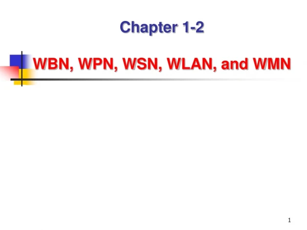 Chapter 1-2 WBN, WPN, WSN, WLAN, and WMN