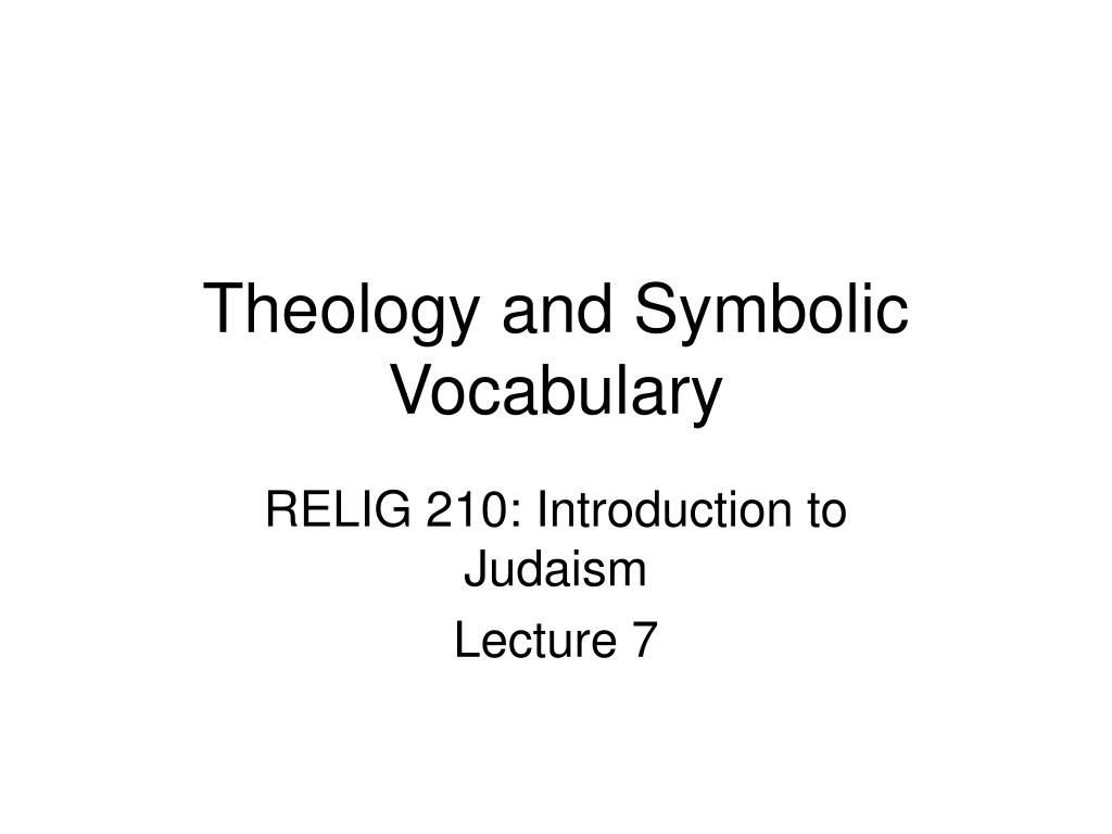 theology and symbolic vocabulary