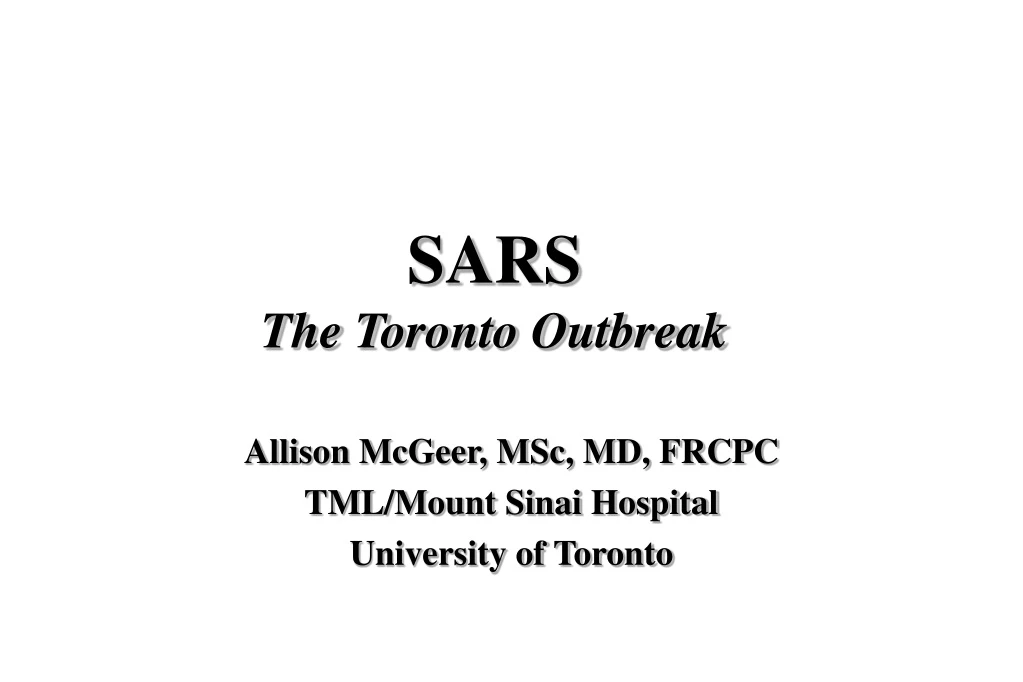 sars the toronto outbreak