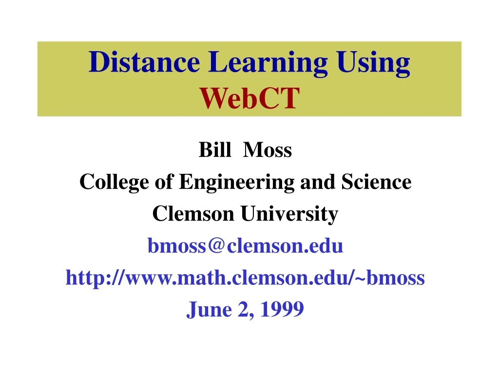 distance learning using webct