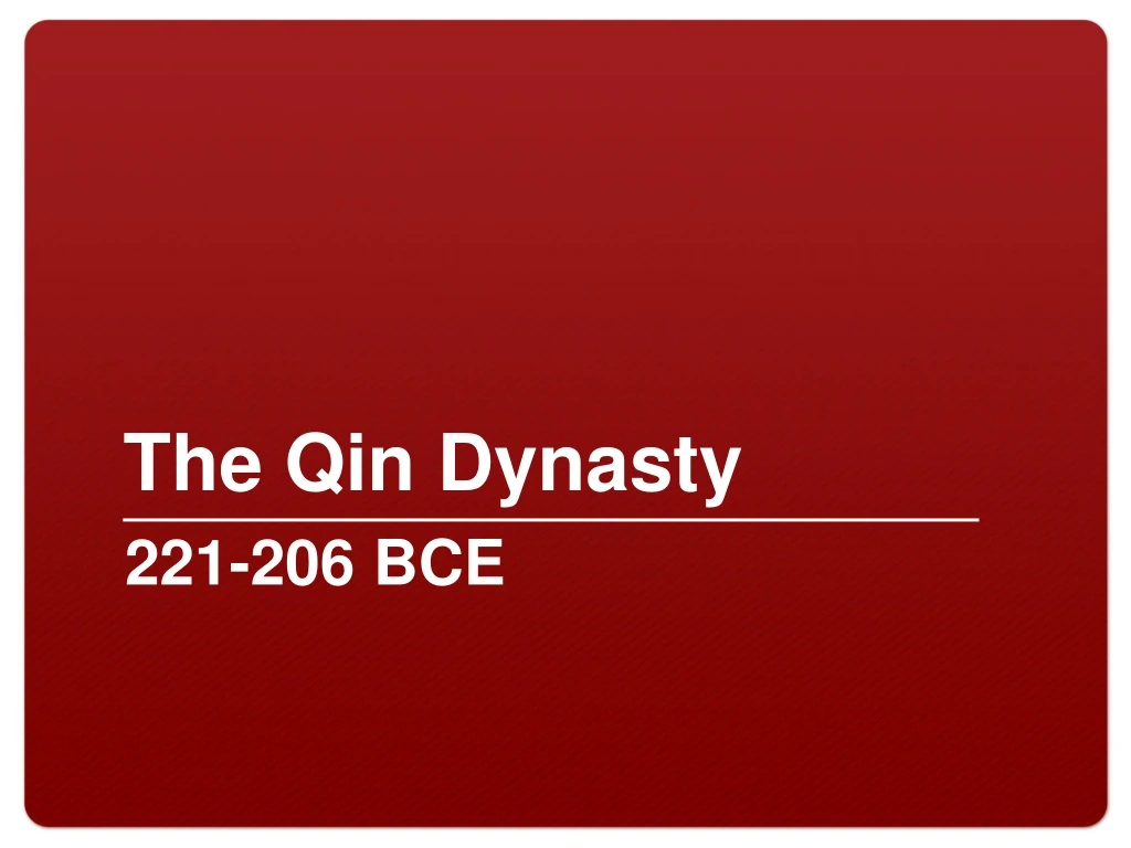 the qin dynasty