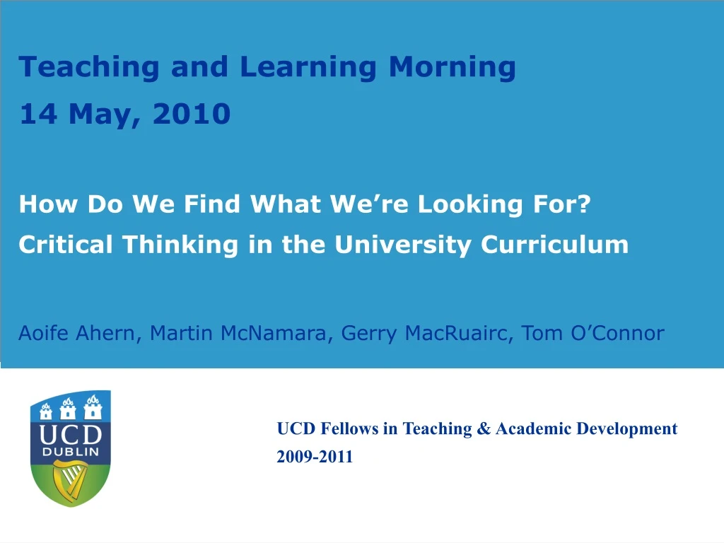 teaching and learning morning 14 may 2010