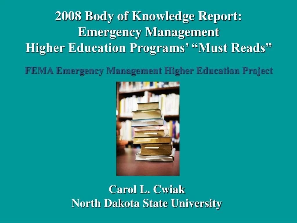 2008 body of knowledge report emergency