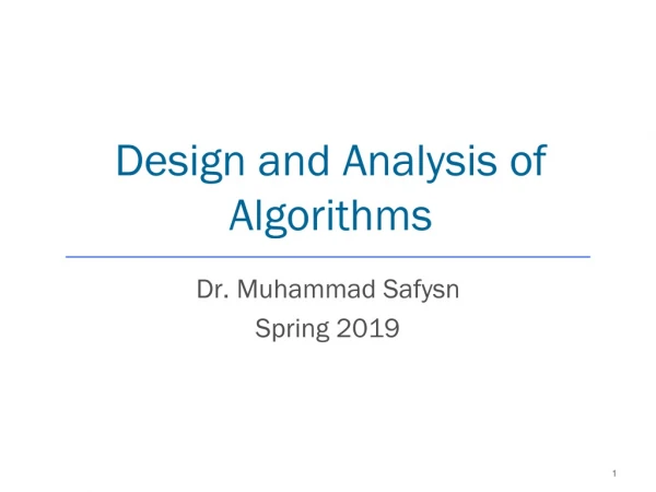 Design and Analysis of Algorithms