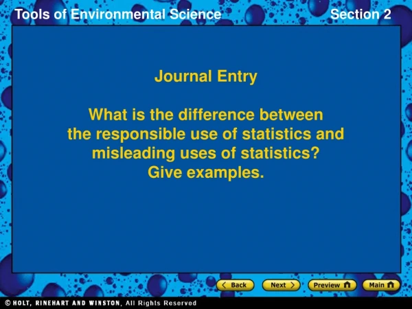 Chapter 2 Tools of Environmental Science Section 2:  Statistics and Models