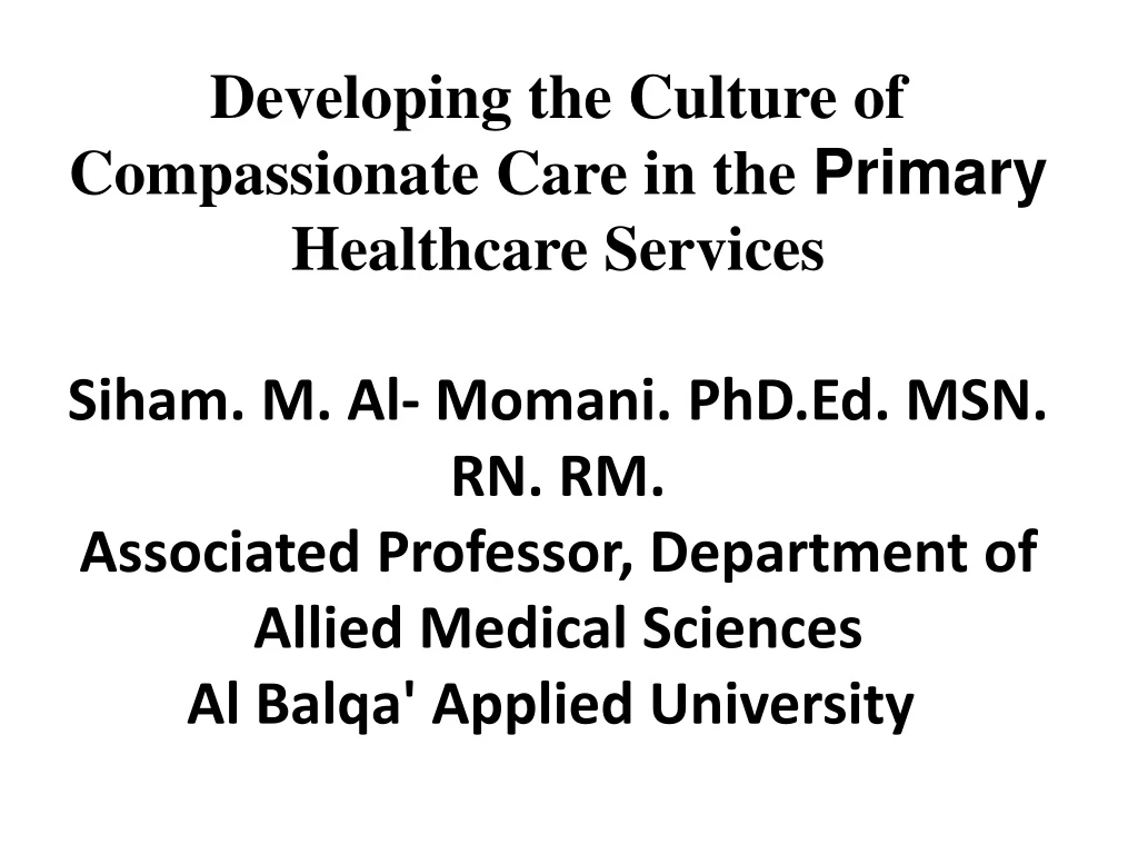 developing the culture of compassionate care