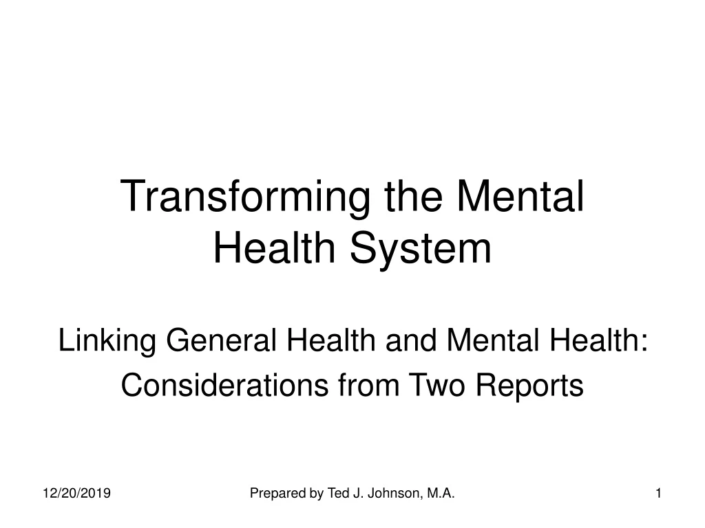 transforming the mental health system