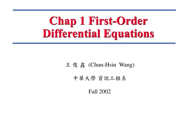 Chap 1 First-Order Differential Equations