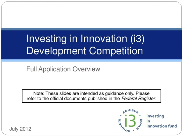 Investing in Innovation (i3)  Development Competition