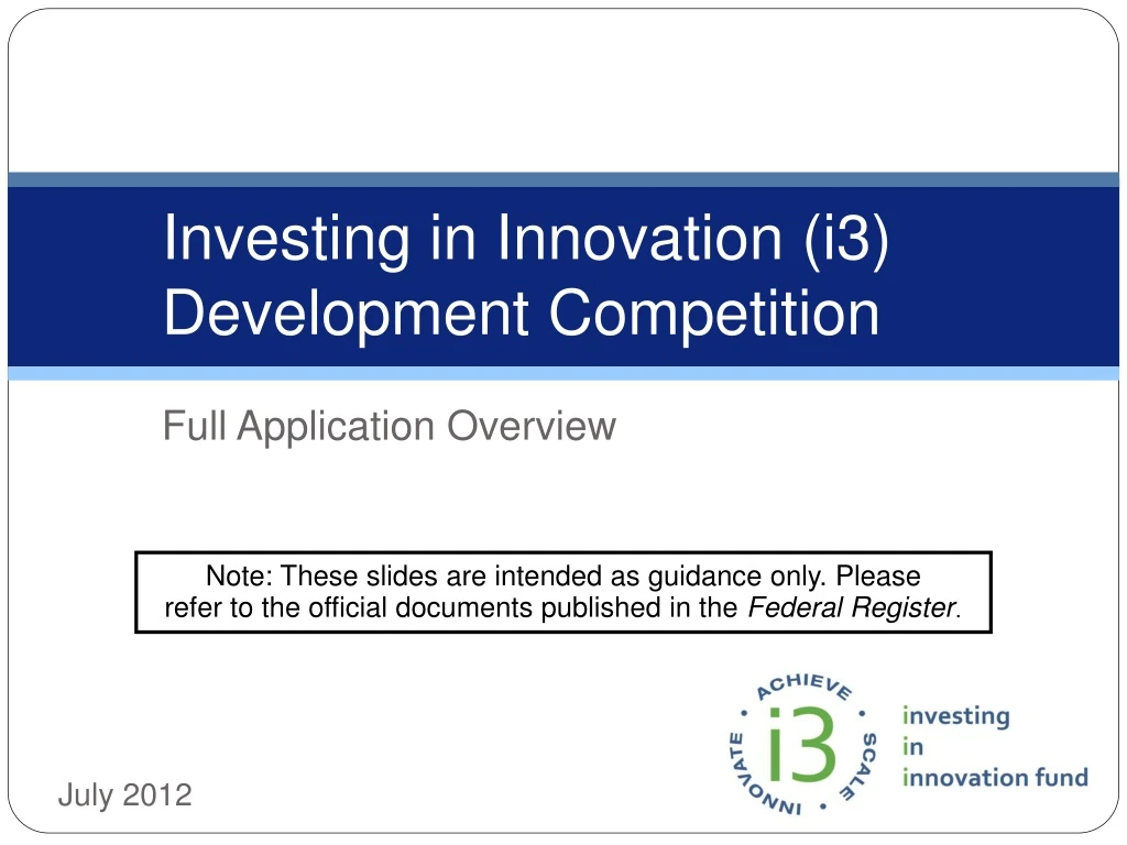 investing in innovation i3 development competition
