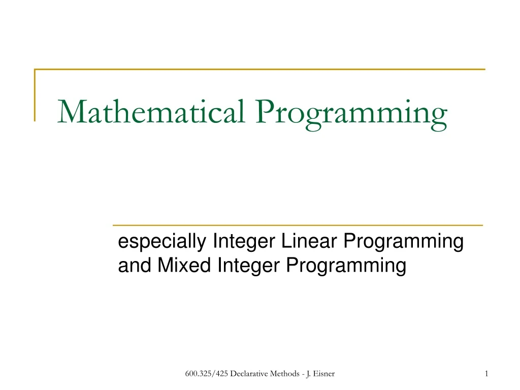 mathematical programming