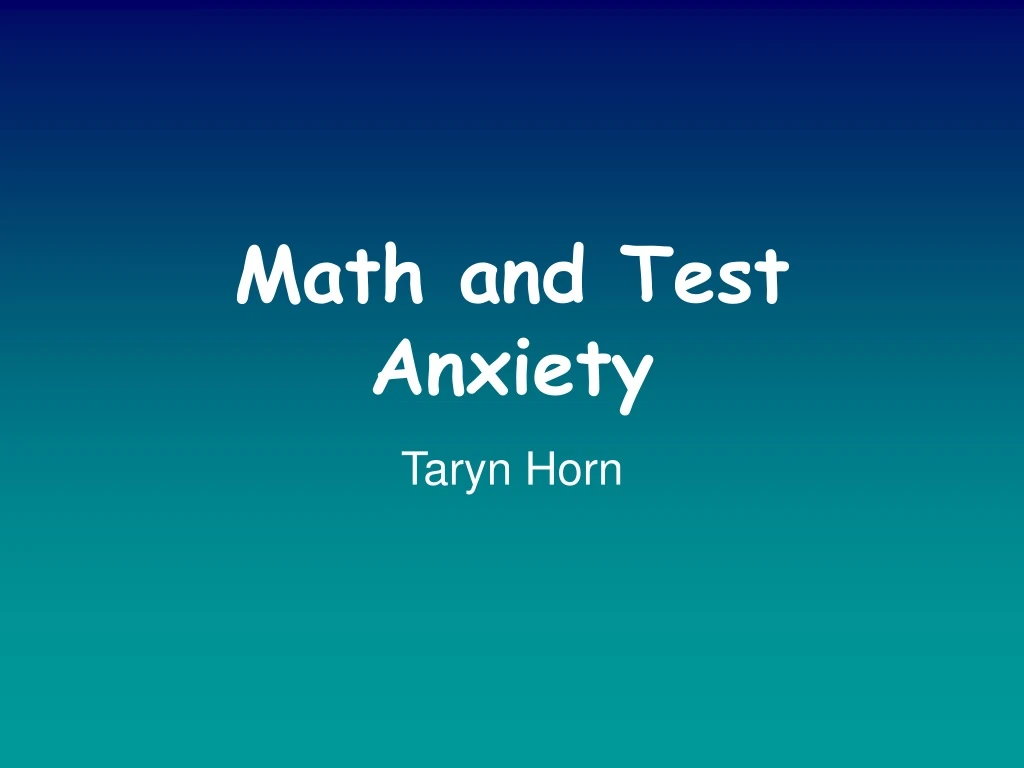 math and test anxiety