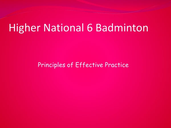 Higher National 6 Badminton