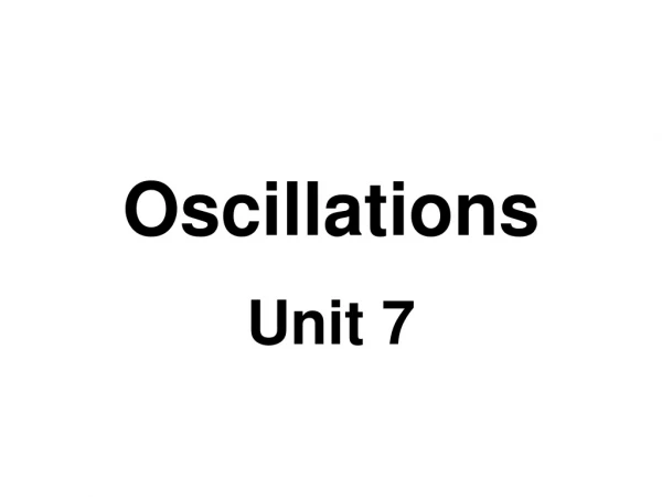Oscillations