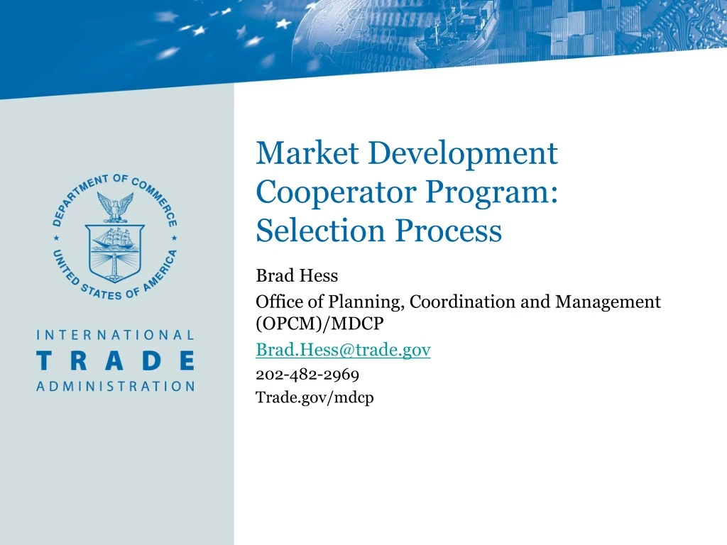 market development cooperator program selection process