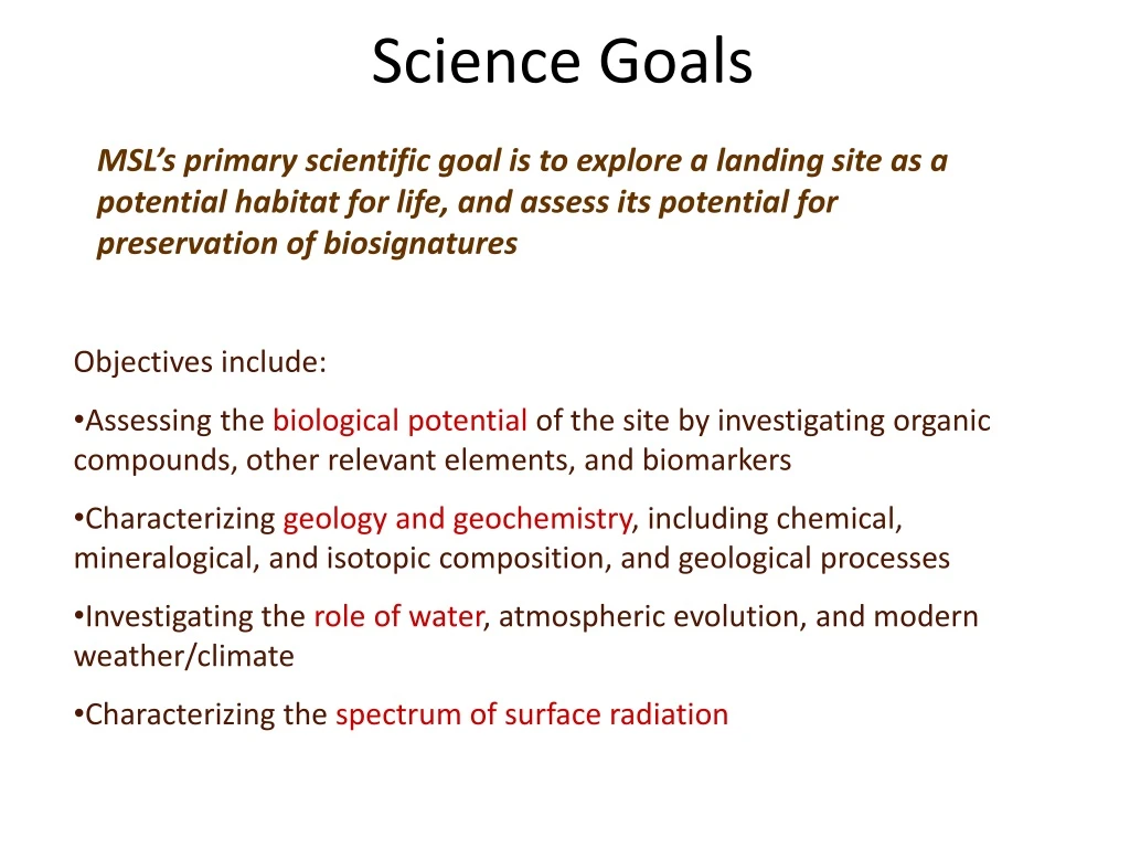 science goals