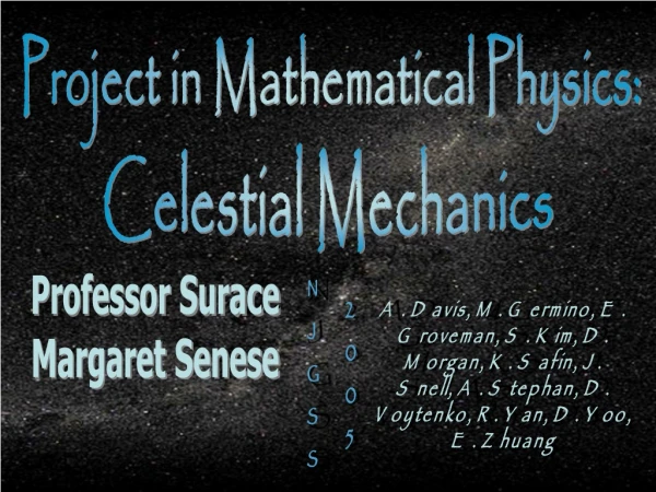 Project in Mathematical Physics: