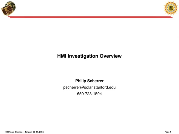 HMI Investigation Overview