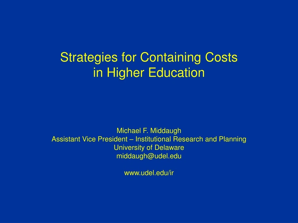 strategies for containing costs in higher education