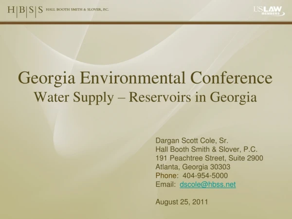 Georgia Environmental Conference Water Supply – Reservoirs in Georgia