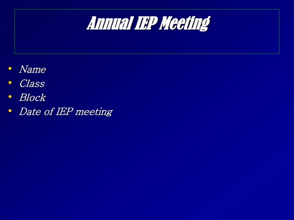 Annual IEP Meeting