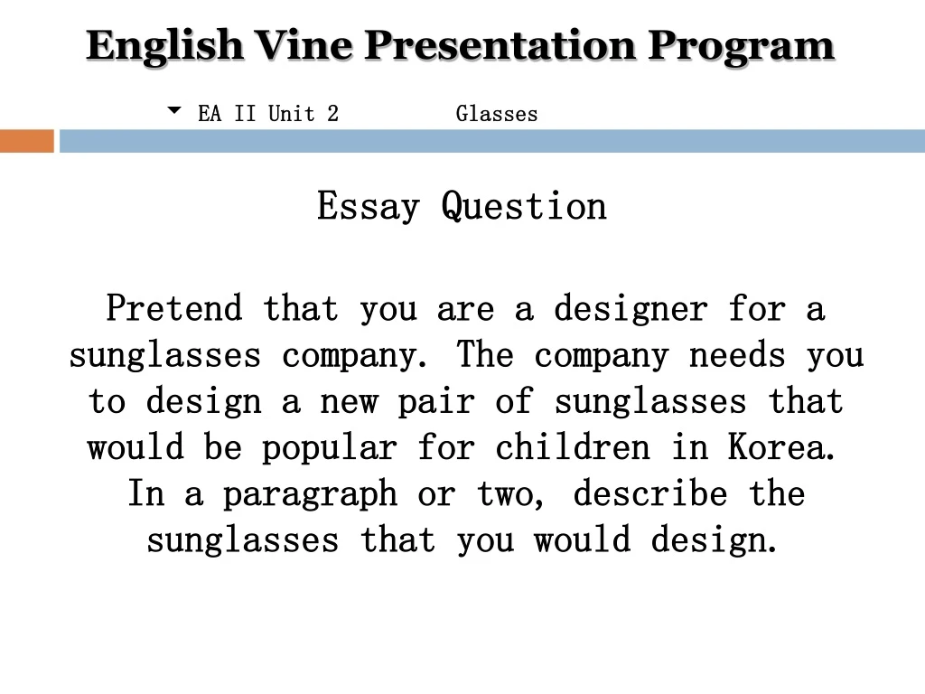 english vine presentation program