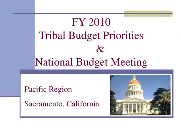 FY 2010 Tribal Budget Priorities  	&amp; National Budget Meeting