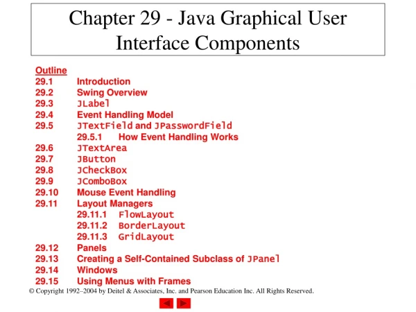 Chapter 29 - Java Graphical User Interface Components