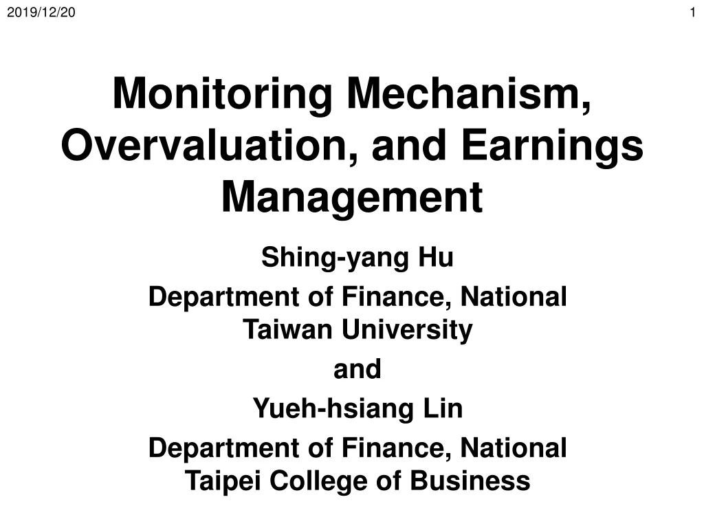 monitoring mechanism overvaluation and earnings management