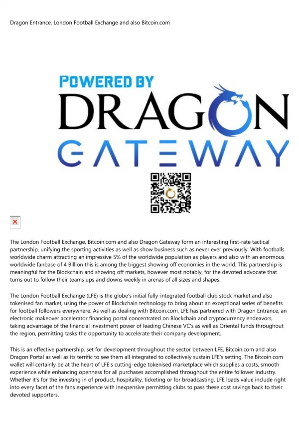 Dragon Gateway, LFE and Bitcoin.com combine to evolve the sporting industry