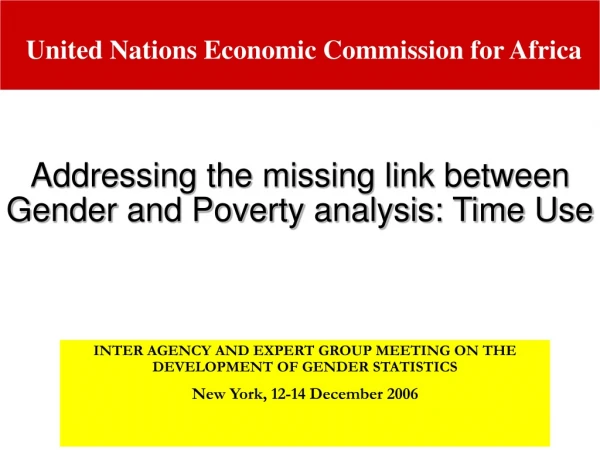 INTER AGENCY AND EXPERT GROUP MEETING ON THE DEVELOPMENT OF GENDER STATISTICS
