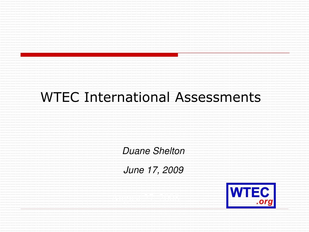 wtec international assessments