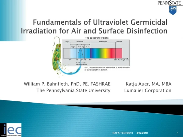 Fundamentals of Ultraviolet Germicidal Irradiation for Air and Surface Disinfection
