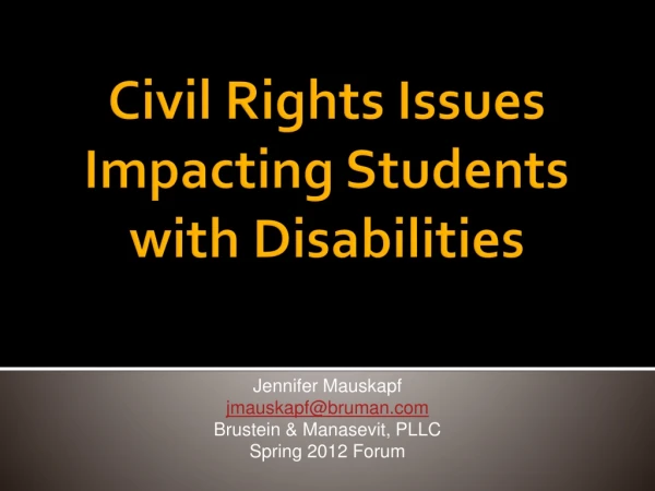 Civil Rights Issues Impacting Students with  Disabilities