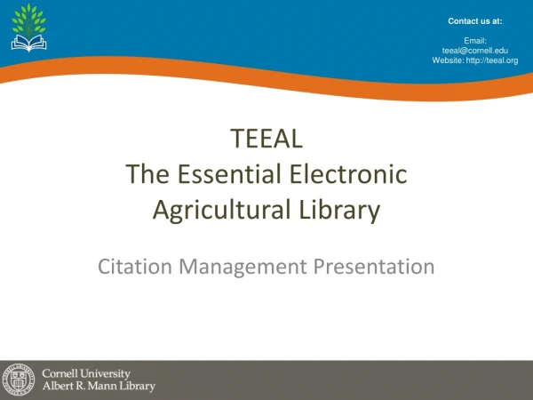 TEEAL The Essential Electronic  Agricultural Library