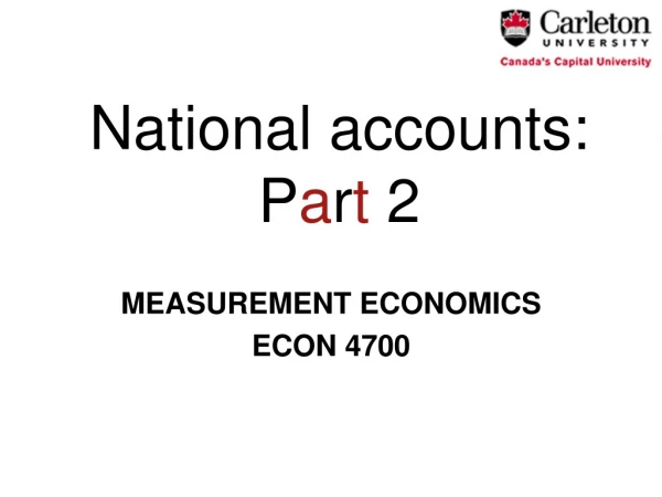 National accounts: P a r t  2