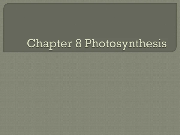 Chapter  8  Photosynthesis