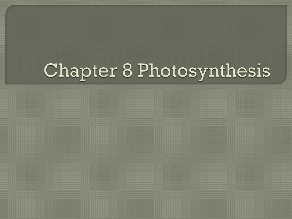 chapter 8 photosynthesis