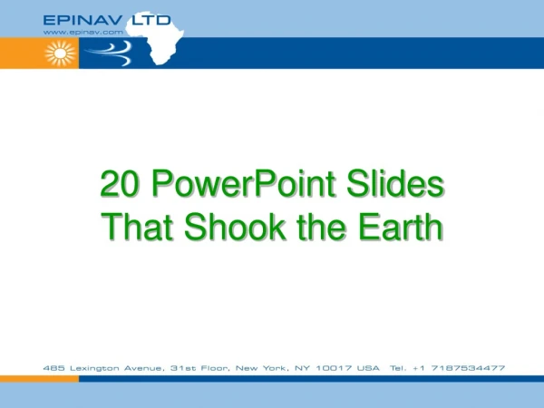 20 PowerPoint Slides  That Shook the Earth