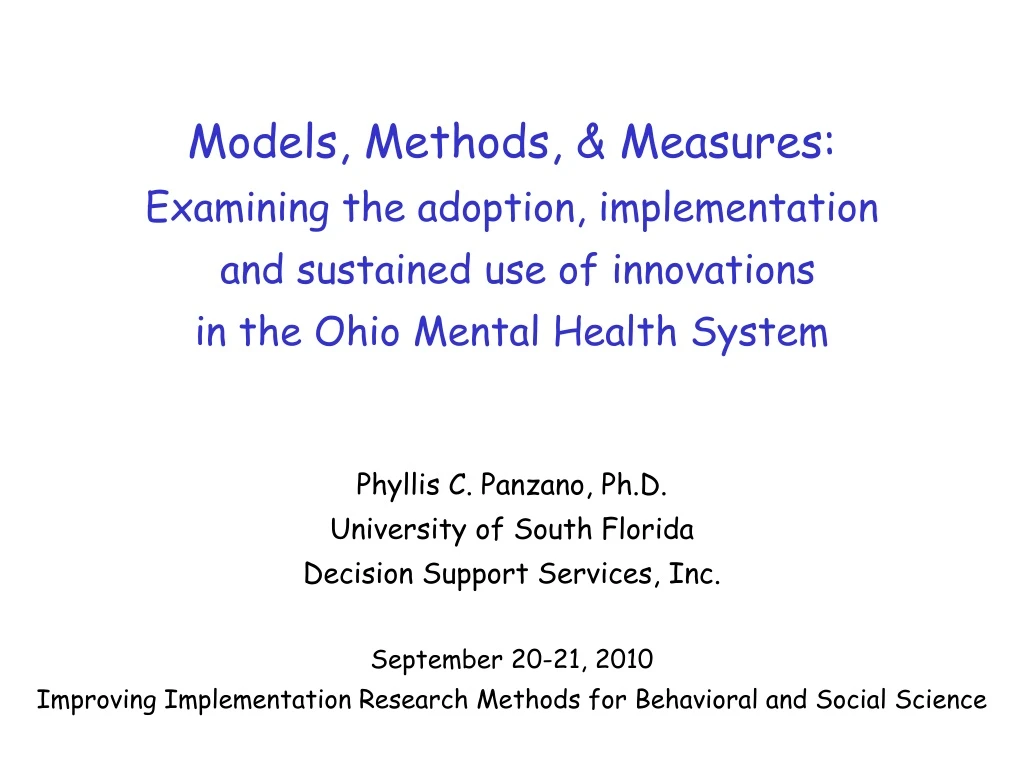 models methods measures examining the adoption